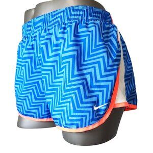 Women's Nike Dri-Fit Modern Tempo Running Shorts Blue Chevron Neon Medium Lined